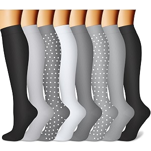 compression socks 7 pairs 15-20 mmhg is best graduated athletic amp medical for men amp women running flight travel nurses pregnant - boost performance blood circulation
