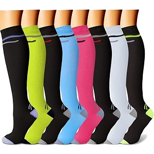 compression socks 7 pairs 15-20 mmhg is best graduated athletic amp medical for men amp women running flight travel nurses pregnant - boost performance blood circulation