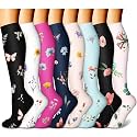 Compression Socks (7 Pairs), 15-20 mmhg is BEST Graduated Athletic &amp; Medical for Men &amp; Women, Running, Flight, Travel, Nurses, Pregnant - Boost Performance, Blood Circulation