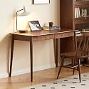 Computer Desk, Solid Wood Desk, Mid Century Modern Home Office, Writing Desk with Drawers for Study Bedroom Living Room