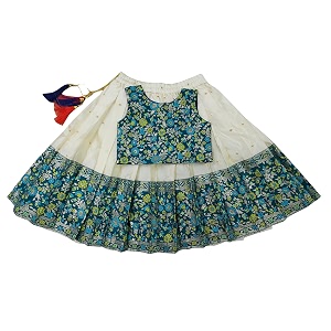 girls south indian pattu pavadai  traditional jacquard silk lehenga choli set