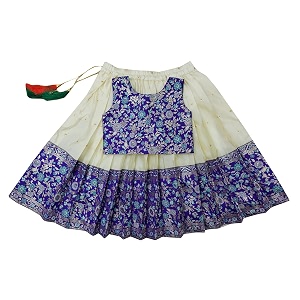 girls south indian pattu pavadai  traditional jacquard silk lehenga choli set