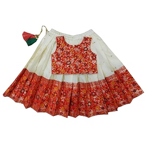 girls south indian pattu pavadai  traditional jacquard silk lehenga choli set