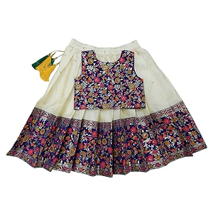 girls south indian pattu pavadai  traditional jacquard silk lehenga choli set