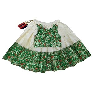 girls south indian pattu pavadai  traditional jacquard silk lehenga choli set