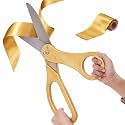 COMSIS Ribbon Cutting Ceremony Kit - 20" Giant Scissors &amp; 30'L x 4"W Ribbon