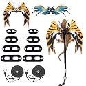 COMSUN 2 Pack Bearded Dragon Lizard Harness Leash Set, Adjustable Reptile Lizard Leashes with Adorable Dinosaur Wing for Geckos, Chameleon, Lizards (Blue & Yellow)