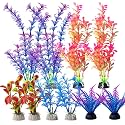 COMSUN 25 Pack Artificial Aquarium Plants, Plastic Small Fish Tank Plants