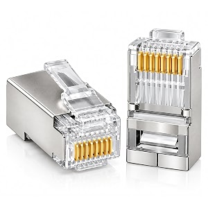 comtech cat6 stp rj45 connector pack of 100 shielded metal 8p8c ethernet plug cat6 ftp lan network cable crimp connector for router switch pc amp ethernet installation