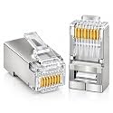 ComTech Cat6 STP RJ45 Connector, (Pack of 100) Shielded Metal 8P8C Ethernet Plug, Cat6 FTP LAN Network Cable Crimp Connector for Router, Switch, PC &amp; Ethernet Installation
