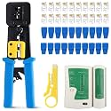 ComTech Cat5 Cat5e Cat6 RJ45 Crimping Tool Kit, Pass Through Ethernet Cable Crimper, RJ45 Connectors 20 Pcs, boots 20pcs, LAN network Cable Tester, wire Cutter,boot&amp; Installation Tools