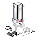 CONCORD Heavy Duty Stainless Steel Deluxe Turkey Fryer Kit with Titan Burner, Rack, Slicer, Hook, Thermometer, Crawfish Boil, and more (Turkey Fryer Kit + Titan Burner)
