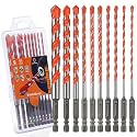 Concrete Carbide Drill Bits Hex Shank Masonry Cement Tile Drill Bit Set for Glass/Brick/Plastic/Cement/Tile 4mm-12mm (10PCS)