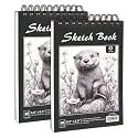 CONDA 5.5 x 8.5 Sketchbook Book - Top Spiral Bound Pad, 2 Packs of 100-Sheets (68lb/100gsm) Acid Free Artistic Paper for Drawing, Painting, Writing - Ideal for Beginners Artists