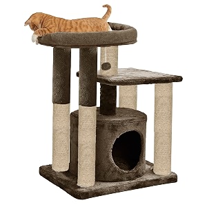 condo kitten cat tree - hanging ball  cat furniture  top perch  scratching posts  jute rope small brown - furr-27