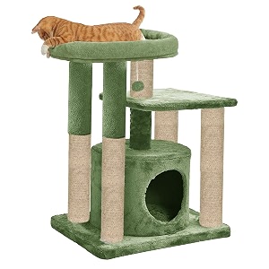 condo kitten cat tree - hanging ball  cat furniture  top perch  scratching posts  jute rope green s