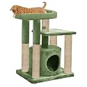 Condo Kitten Cat Tree - Hanging Ball | Cat Furniture | Top Perch | Scratching Posts | Jute Rope (Green, s)