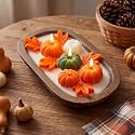 Conelist Rustic Fall Pumpkins Dough Bowl Candle Wooden Autumn Table Decor