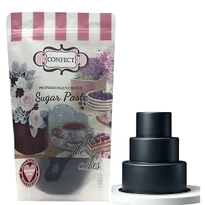 confect black sugar paste for cake decorating  1kg  premium edible sugar paste for making elegant roses ruffles leaves amp halloween cake decorations  soft flexible fondant for flowers amp designs- 1kg