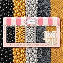 Confect Edible Galaxy Sprinkles | Sprinkles for Cakes &amp; Cupcakes Decoration | pack of 5 Mix Black, Champagne Gold, Sliver, Grey &amp; Golden Pearl - 140 Gms