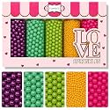 Confect Pearl Sprinkles – Tropical Summer 5 Pack Dragees Mix (Purple, Teal, Sea Green, Yellow &amp; Bright Pink) – Fun &amp; Festive Cake and Cupcake Decorations -140 Gms (DB-05)