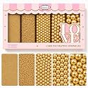 Confect Pearl Sprinkles | Gold Sprinkles for Christmas Cakes &amp; Cupcakes Decoration | Assorted pack of 5 | Sparkling Champange Disco Ball Sprinkle | Mix Gold Pearl Dragees- 140 Gms
