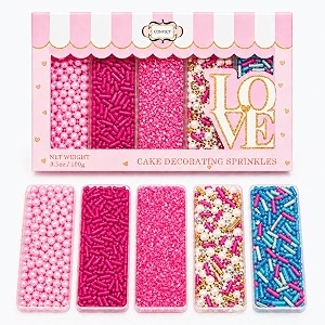confect sprinkles mix  pink amp blue jimmies silver amp blush pearls sparkling sugar  cake decorating sprinkles for cupcakes cookies birthday amp baby shower treats-unicorn dream sprinkle vegan- 140 gms