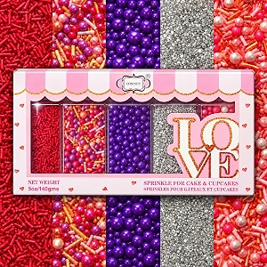 confect arabian princess sprinkles  cake decorating mix with fuchsia pink jimmies purple pink amp silver pearl dragees silver sparkling sugar  elegant toppings for cakes cupcakes cookies -140 gms