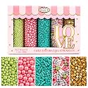 Confect Cool Mom Sprinkles Mix – 5 Pack Assorted Cake &amp; Cupcake Decorations (Teal Jimmies, Green Dragees, Pink Pearls, Sparkling Gold Sugar) –Fun Dessert Toppings for Baking, Parties &amp; Gifts - 140 Gms