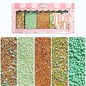 Confect Edible Sprinkles Mix Pack of 5 – Cool Summer Breeze Theme – Yellow Pearl Dragees, Mint Green &amp; Gold Jimmies, Sparkling Gold Sugar – Cake &amp; Cupcake Decorating Toppings - Vegan, Gluten-Free- 140 Gms