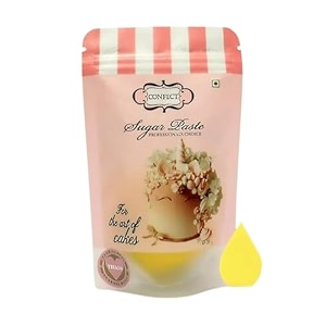 confect lemon yellow - sugar paste  edible sugar paste  fondant for cake decoration  edible fondant chefs choice for cake decorating - 250 gms