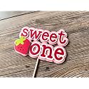 Confetti! 1 PCS Strawberry 1st Birthday Cake Topper Sweet One First Birthday Strawberry Cake Pick Decoration for Sweet Fruit Theme Baby Shower Kids Birthday Party Supplies