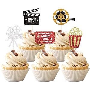 confetti 30 glitter movie cupcake toppers with hollywood bollywood kollywood tollywood themes - perfect for birthday parties amp movie nights