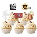 Confetti! 30 Glitter Movie Cupcake Toppers with Hollywood, Bollywood, Kollywood, Tollywood themes - Perfect for Birthday Parties & Movie Nights!