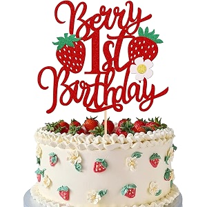 confetti berry 1st birthday cake topper with flower glitter sweet fruit theme first birthday strawberry one cake pick for strawberry theme baby shower kids 1st birthday party cake decorations