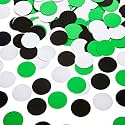 MOWO Black, Green and White Confetti Circle Table Decoration, 1.2 inch