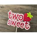 Confetti! Strawberry Two Sweet Cake Topper, Strawberry Cake Topper for Boys Girls 2nd Birthday Party, Happy 2nd Birthday Cake Decor Fruit Theme Two Years Old Birthday Party Supplies