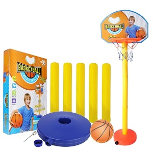 confidence basketball set with adjustable stand portable basketball set for kids indoor outdoor playing multicolor