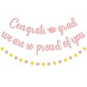 Congrats Grad Banner Decorations – Graduation Party Banner Set with “Congrats Grad” and “We Are So Proud of You” Letter Banners for Class of 2026, School and Home Decorations