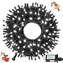 Connectable 42Ft 100LED Christmas String Lights Outdoor Indoor, Cool White