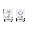 Connecticut Huskies 2-Sided Satin Finish Rock Glass Set of 2 14oz