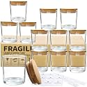 CONNOO 12Pack 10 OZ Clear Glass Candle Jars with Bamboo Lids