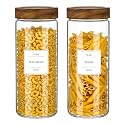 CONNOO 2-Pack 50oz Glass Storage Containers with Wood Lids