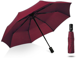conquest auto open and 3 fold umbrella for protection against rain sunuv rays with cover umbrella maroon