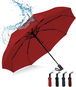 conquest large umbrella 245 inch for men and women 3 fold with automatic open  close umbrella red