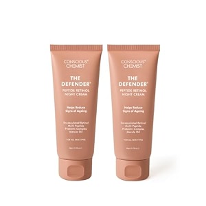 conscious chemist 02 retinol moisturizer cream 50g  pro-collagen night cream with multi-peptide amp probiotic complex  reduces fine lines wrinkles amp neck lines  beginner-friendly retinol  for men amp women  pack of 2
