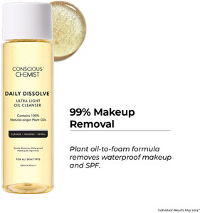 conscious chemist oil cleanser  removes makeup spf  impurities  hydrates  softens skin makeup remover
