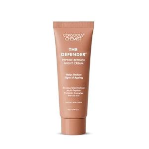 conscious chemist 02 retinol moisturizer cream  20g  pro-collagen night cream for men amp women multi peptide anti aging face cream reduces fine lines neck lines amp wrinkles all skin types - the defender