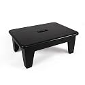 CONSDAN Step Stool for Bed - USA Grown Oak, Wooden Stool for Adults and Seniors, 6.5" High, Non-Slip Mat, No Assembly Needed, Solid Wood, Black Color