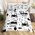 Construction Equipment Duvet Cover Set Kids Boys Twin